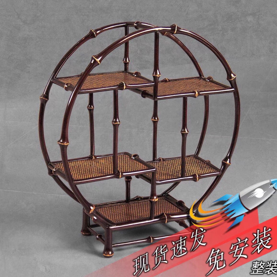 筇竹双层茶杯架竹制茶具收纳展示架家用晾杯架围栏茶壶架茶道杯托