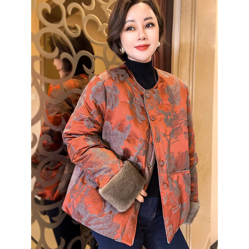 水貂毛90白鹅绒羽绒服女冬季新中式加厚外套上衣