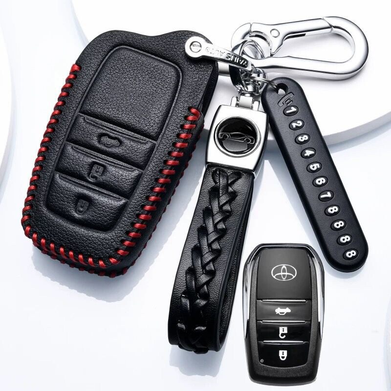 适用Toyota威飒钥匙套凌放汽车混动高档包锋兰达真皮遥控器壳扣男