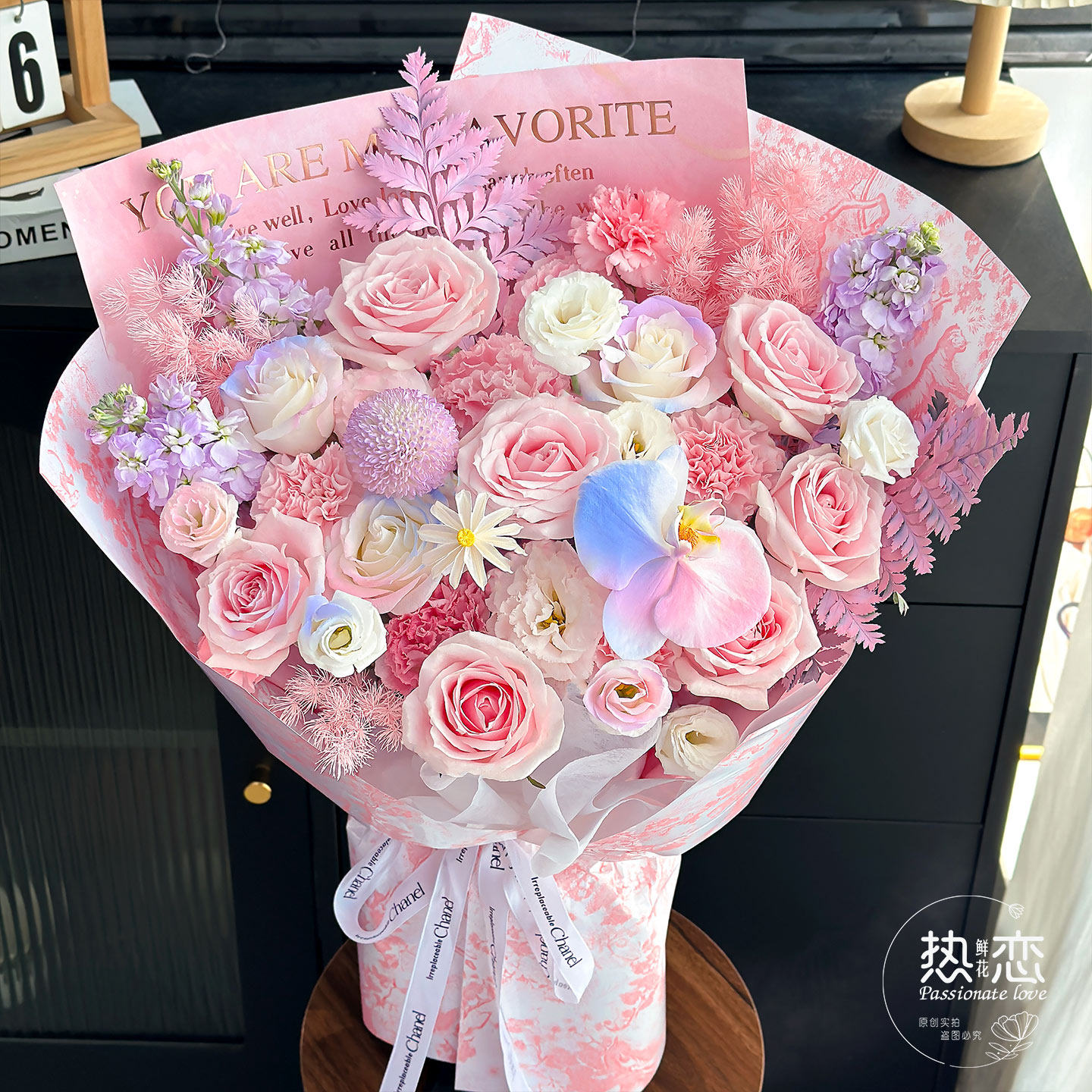 粉玫瑰康乃馨鲜花同城速递生日纪念日送女友老婆妈妈花束北京上海