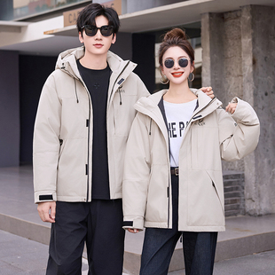 工装派克2025新款羽绒棉服女短款连帽加厚情侣棉衣冬装外套棉袄子