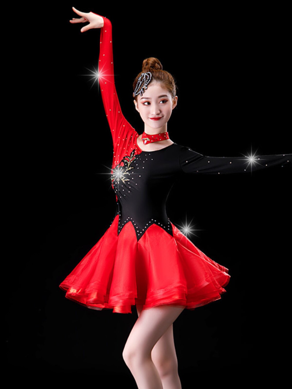 新款吉特巴舞蹈服装三步踩双人舞舞裙拉丁舞比赛表演服交谊舞舞服