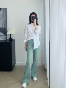 文希WENXI新款四面弹微喇牛仔裤女夏季薄高腰显瘦修身喇叭裤