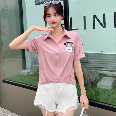 女式休闲衬衫短袖夏季