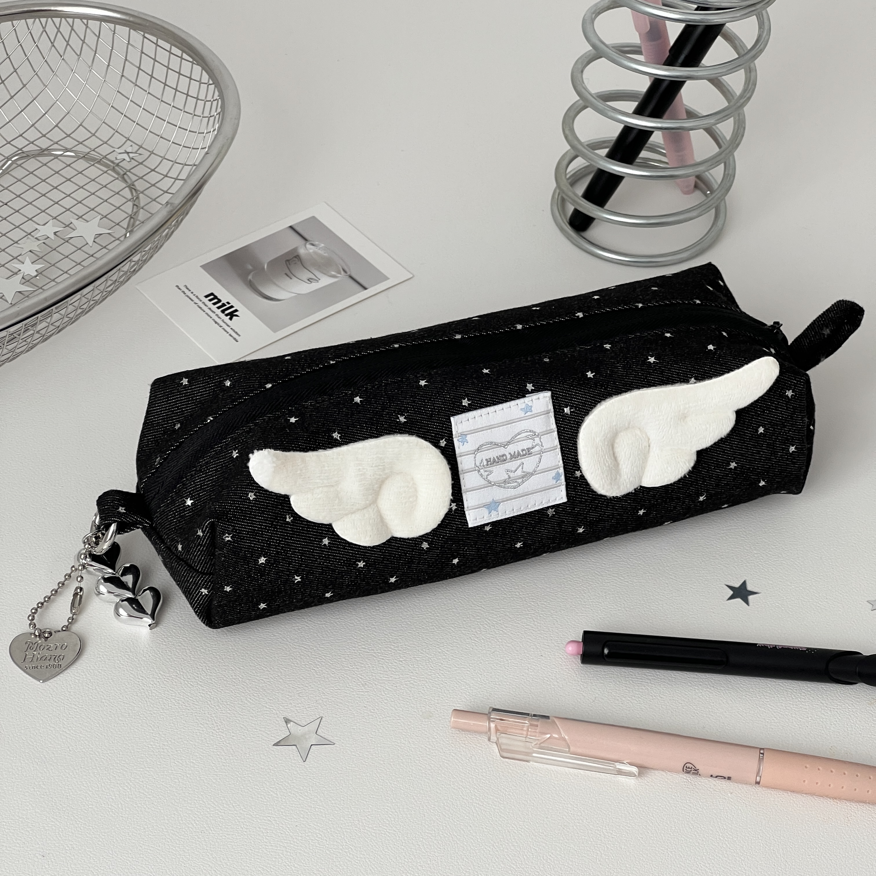 韩系小众烫银星星笔袋2025新款