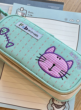 可爱菲比猫咪笔袋2025新款高颜值ins风学生大容量多层铅笔文具盒