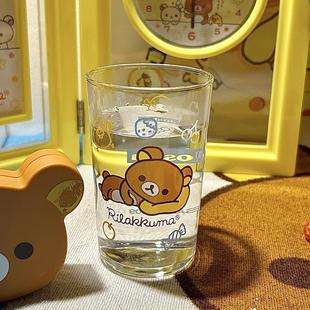 可爱轻松熊中古玻璃水杯果汁牛奶咖啡啤酒直筒喝水杯耐高温送礼物