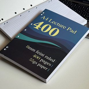 A4横线薄脆本55g400页笔记本高颜值学生考研超厚分栏草稿练习本子