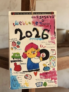 2026年新款 饰墙挂月历 手绘涂鸦插画挂历手工日历挂画高颜值家用装