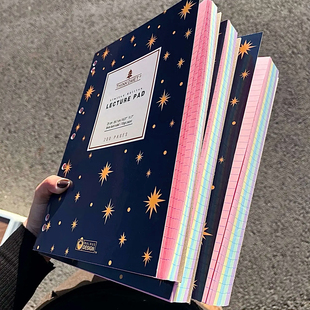 复古星空5色内页薄脆本600页超厚彩色A4横线笔记本日记草稿拍纸本