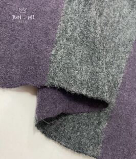 日本进口香芋紫横条纹针织羊毛面料秋冬针织衫女保暖内衣服装布料