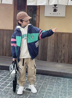 新款男童撞色冲锋衣休闲韩版棉服