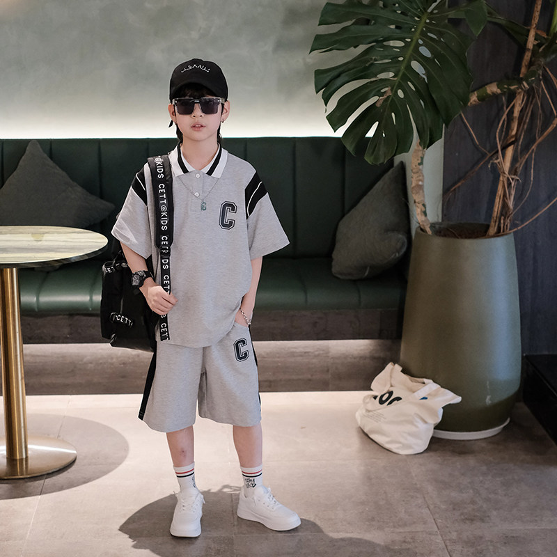 男童套装夏装新儿童运动两件套帅气polo短袖t恤中大童五分裤