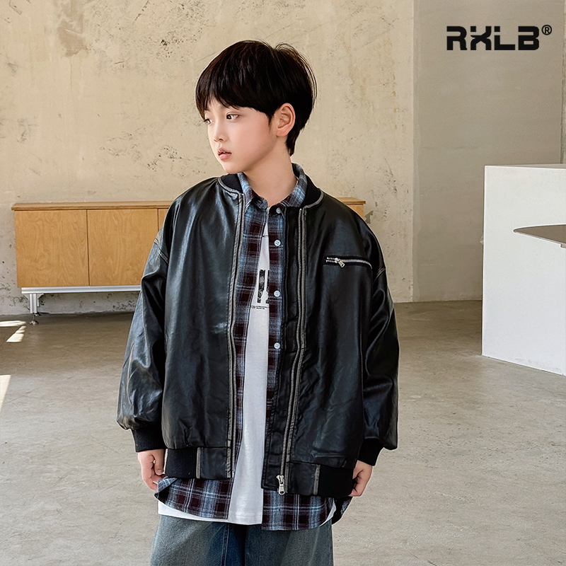 ROLLINGBABY皮衣做旧炸街夹克