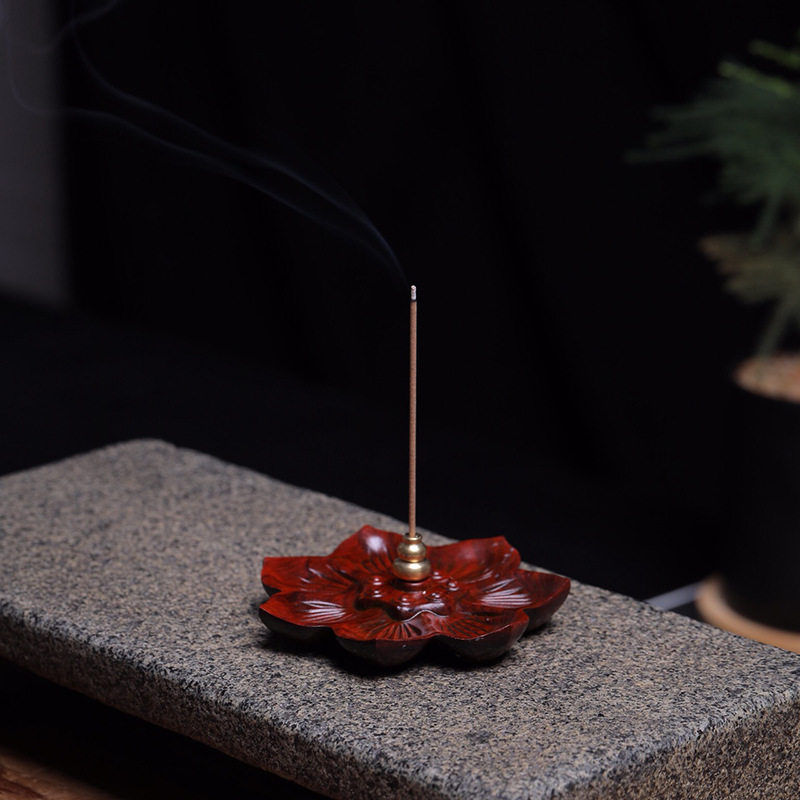 紫檀木雕刻莲花图案线香插木质工艺品香炉佛具送父母节日喜庆礼物,家居饰品,烛台,淘宝优惠券,粉丝福利购,淘宝优惠卷