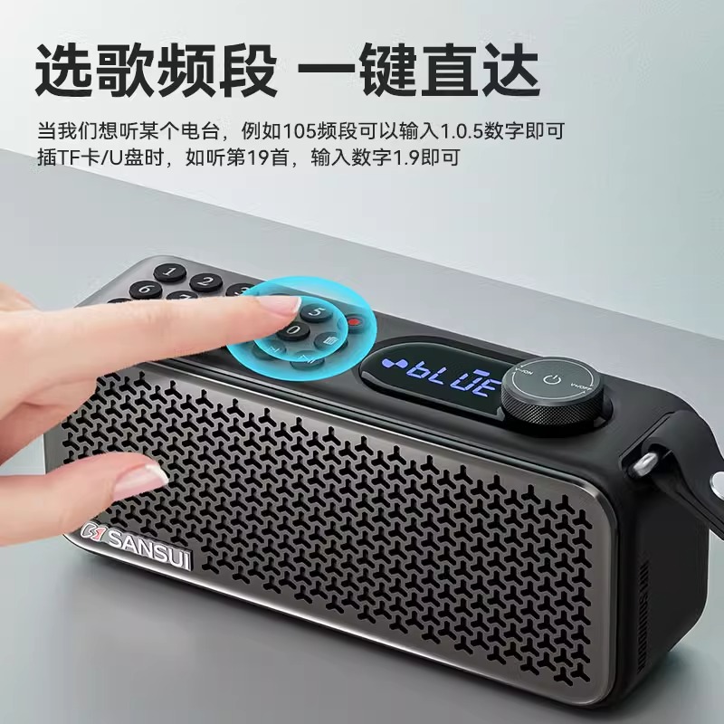 山水F60家用老年人收音机蓝牙音箱户外便携式插卡重低音炮大音量