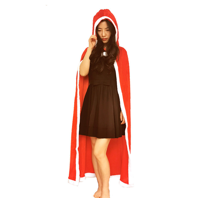 圣诞节成人连帽披风儿童金丝绒圣诞老人斗篷节日聚会舞会演出服饰