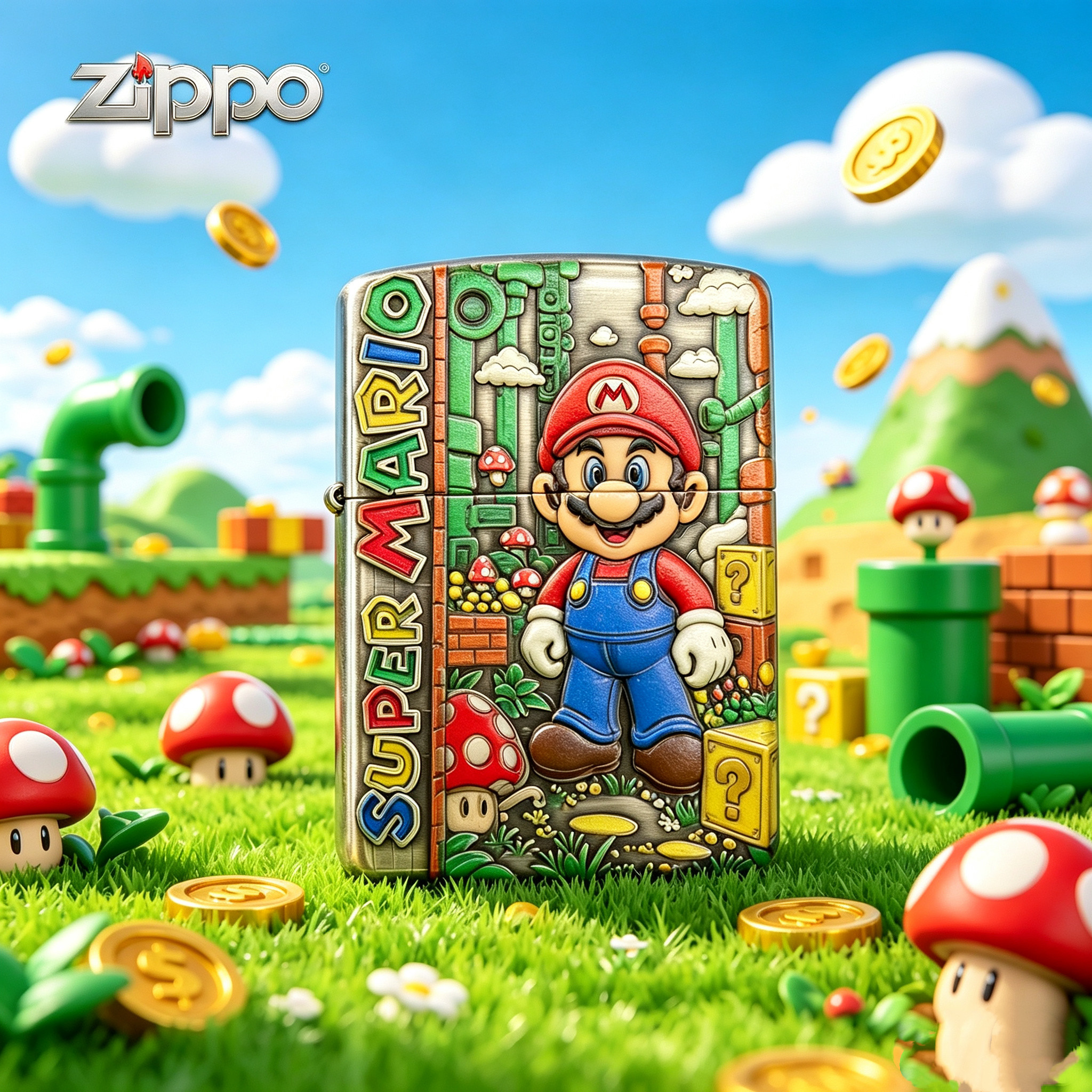 ZIPPO/之宝镀银盔甲马里奥珐琅彩浮雕盔甲送男士礼物