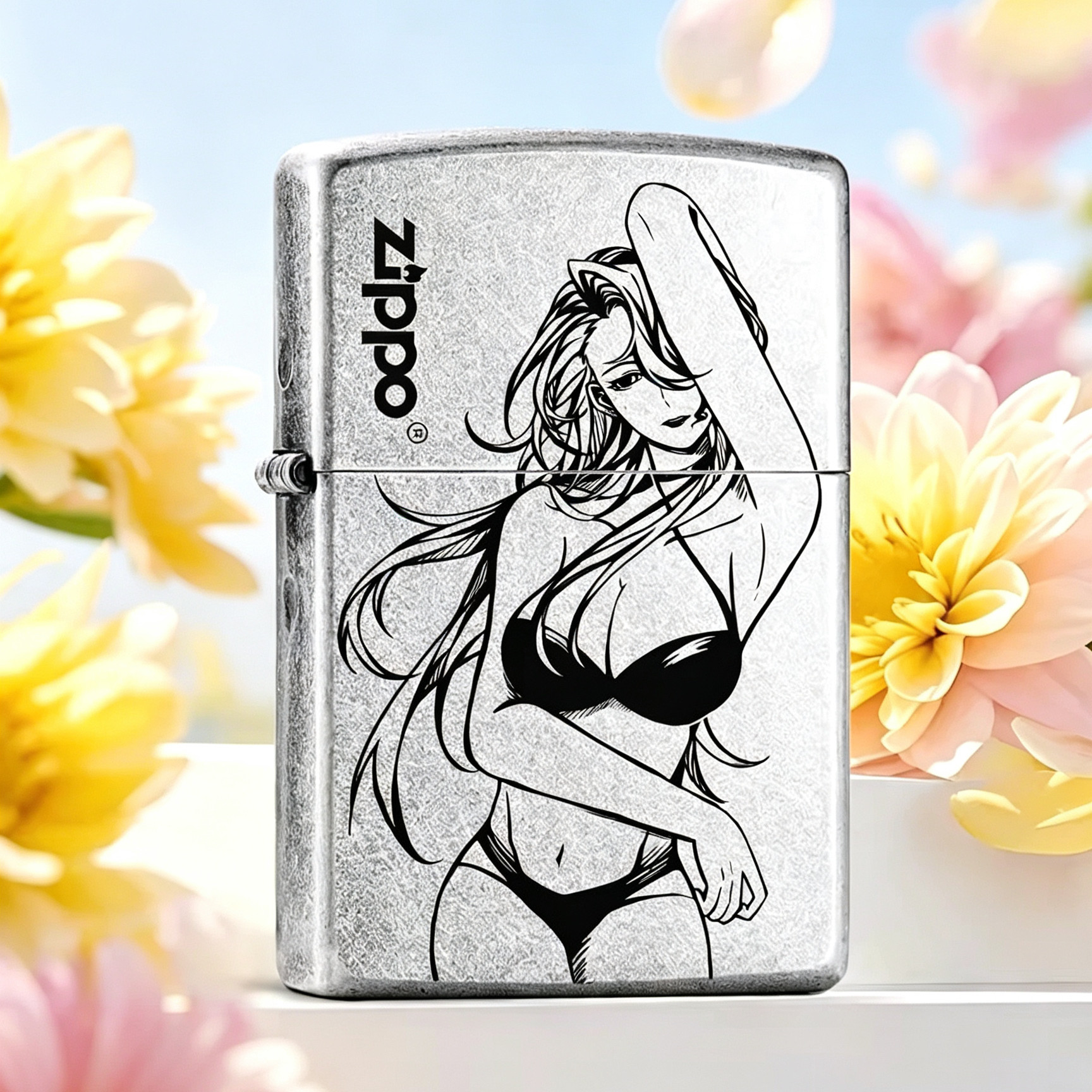 zippo打火机古银常规性感女郎防风官方正品diy刻字七夕礼物送男友