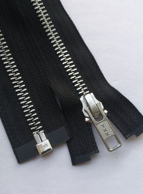 正品YKK开尾5号金属拉链亮银齿黑色布夹克服装辅料58 59厘米