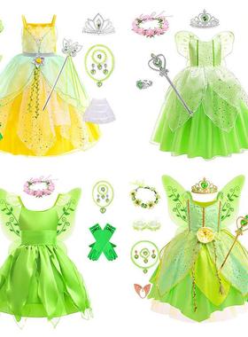 儿童森林系表演服装小精灵公主裙演出服女童tinkerbell蒂安娜裙子