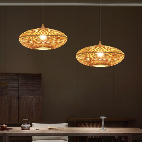 中式竹编吊灯禅意茶室餐厅民宿农家乐竹艺灯具侘寂风日式复古灯笼