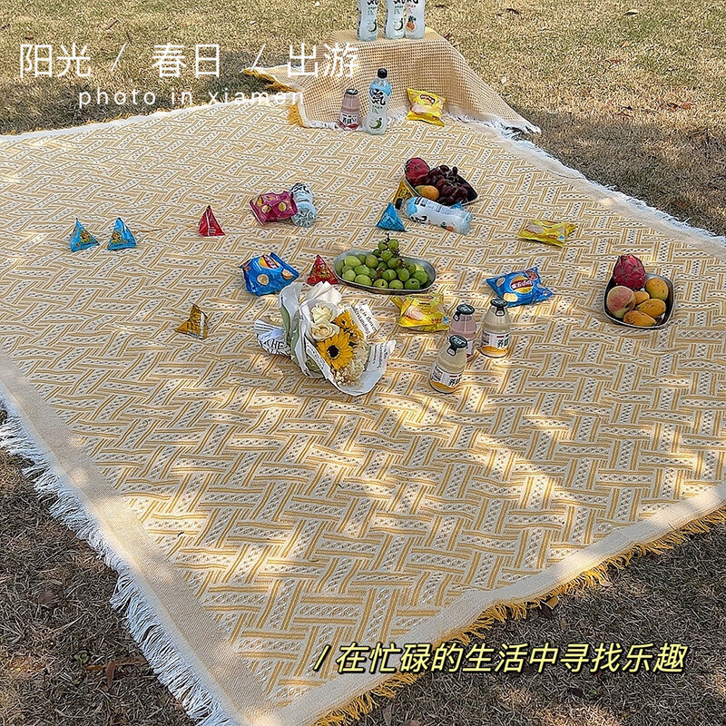 户外野餐垫法式桌布拍照道具露营盖毯后备箱垫民宿桌布氛围坐垫