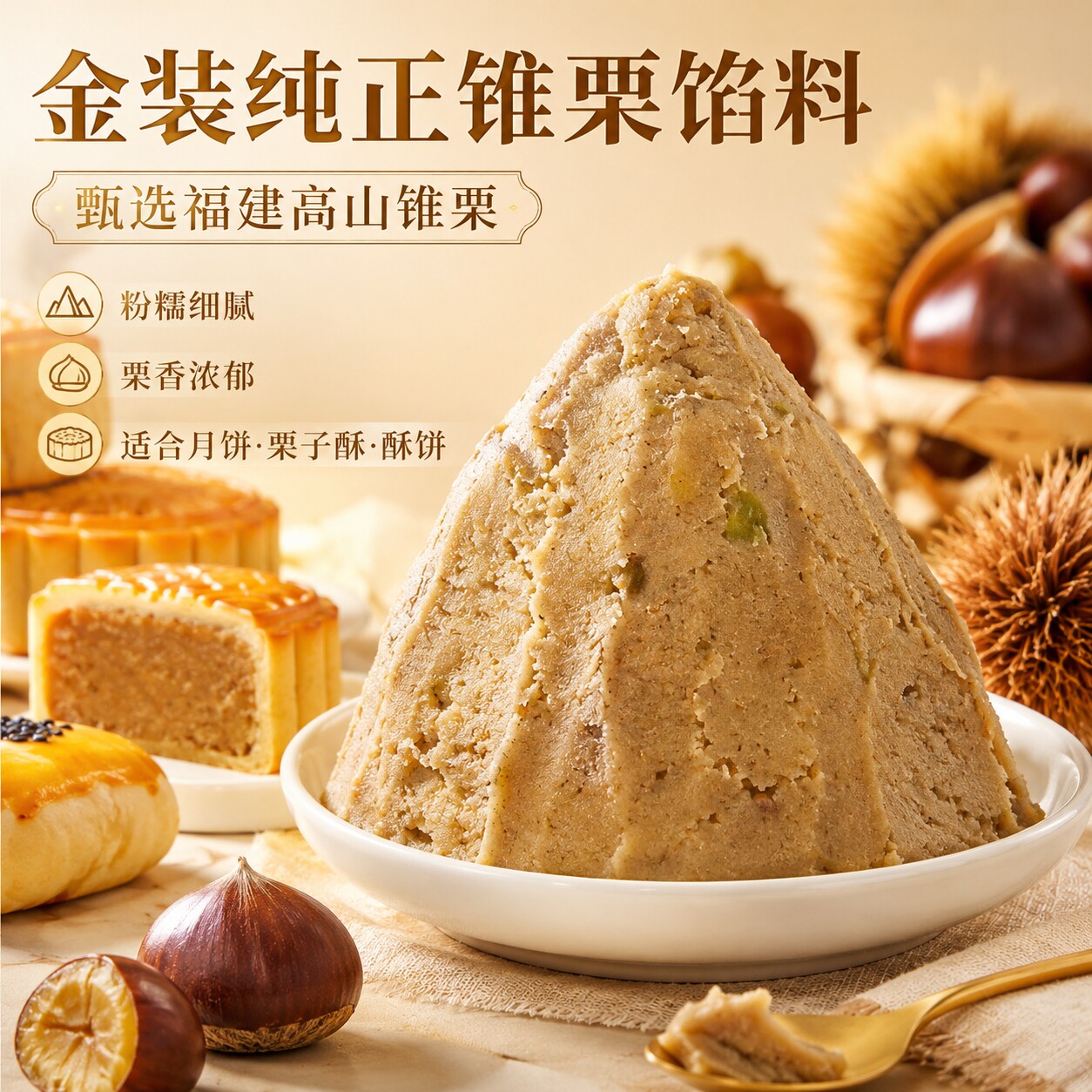 优优子锥粟馅料低糖月饼馅料红豆沙馅冰皮蛋黄酥枣泥莲蓉板栗馅料