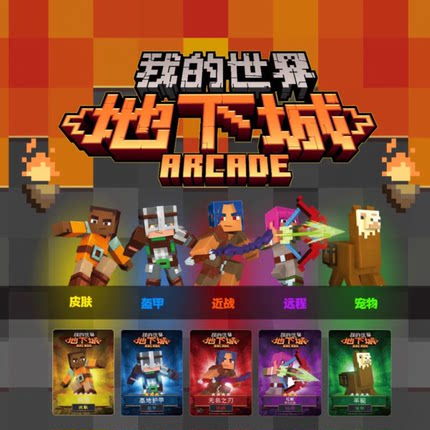 正版 我的世界 地下城游戏街机卡片五星一张第一二弹皮肤盔甲近战