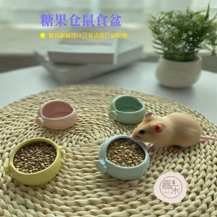 糖果款小鸟鹦鹉仓鼠陶瓷食盆防翻防溅食碗金丝熊蜜袋刺猬粮食盒