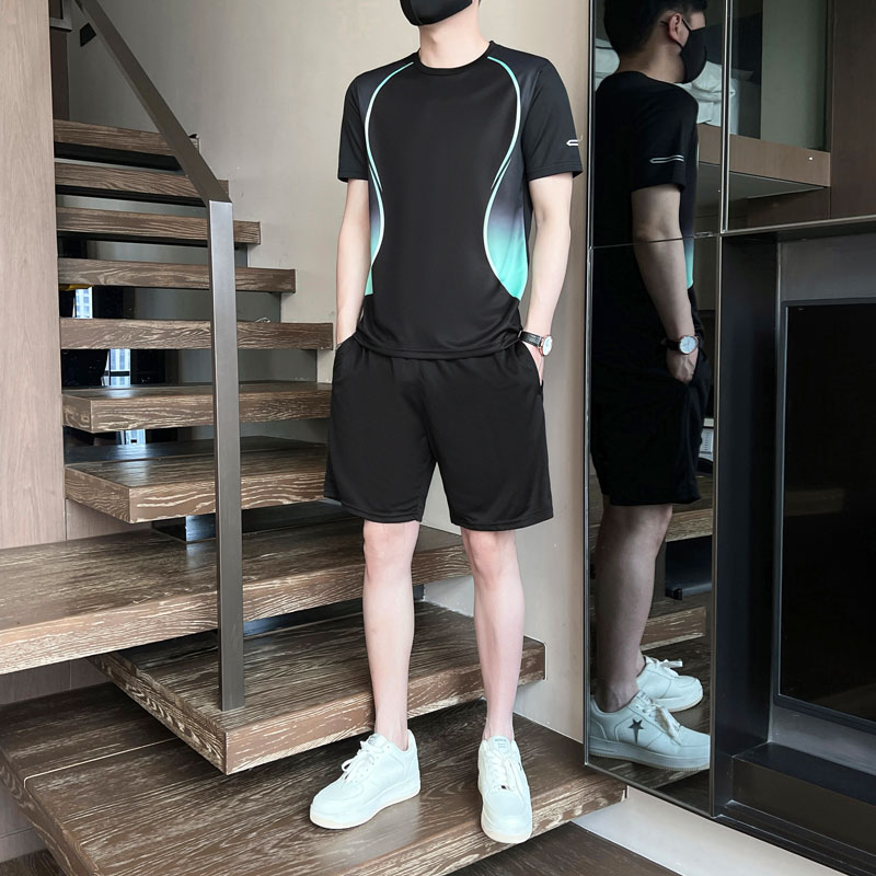 夏季新款男女休闲运动套装短袖短裤两件套速干透气套装跑步学生装