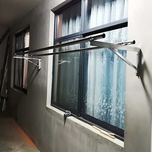阳台晾衣架固定式室外架单双杆外墙窗外晒热镀锌角铁防盗网凉衣架 - 封面