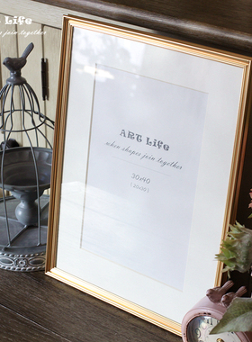 出口北欧美式品牌高分子相框装饰画框金色玻璃挂墙12寸16寸25*30