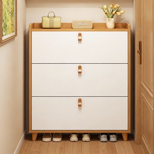 翻斗鞋柜实木家用门口玄关柜超薄收纳柜大容量储物柜多层加厚鞋架