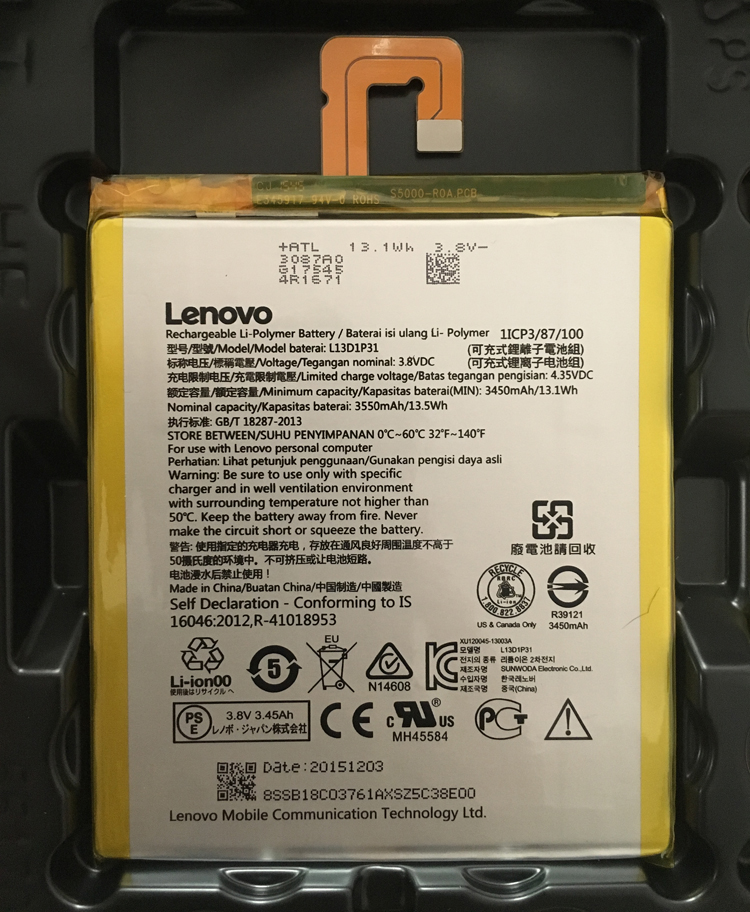 全新原装联想原装电池，日本索尼原装电芯，2015年12月的货！！电池型号：联想L13D1P31 适用手机型号：S5000-H S5000