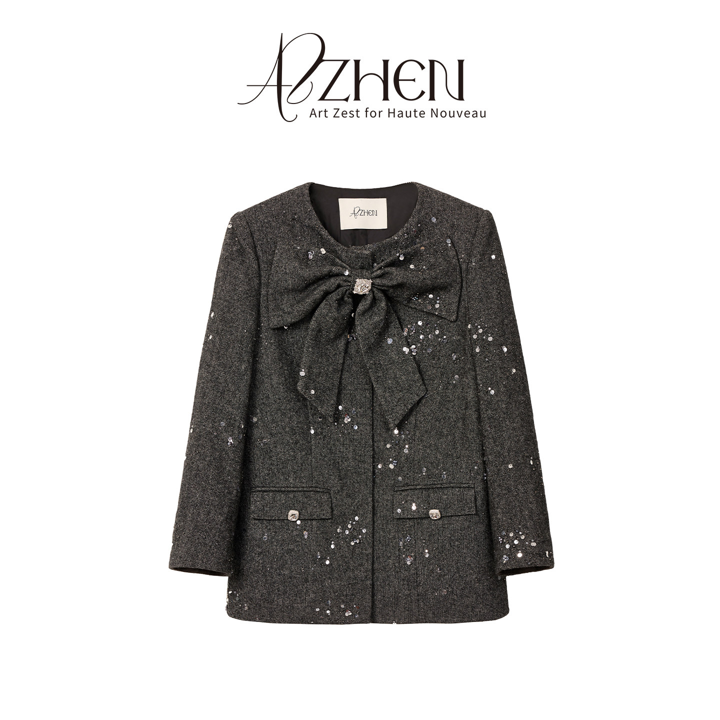 AZZHEN【格雷千金】羊毛重工钉珠蝴蝶结羽绒外套/羊毛半裙两件套,女装/女士精品,羽绒服,淘宝优惠券,粉丝福利购,淘宝优惠卷