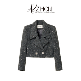 设计感翻领外套百褶半裙两件套 气质小香风套装 AZZHEN 繁星秘钥