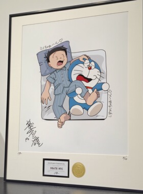 装饰挂画手稿大雄叮当猫睡觉简约