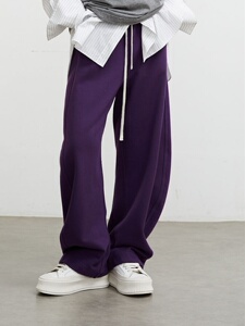 2023秋季新款紫色显瘦香蕉裤女士运动裤宽松设计感镰刀裤阔腿裤女