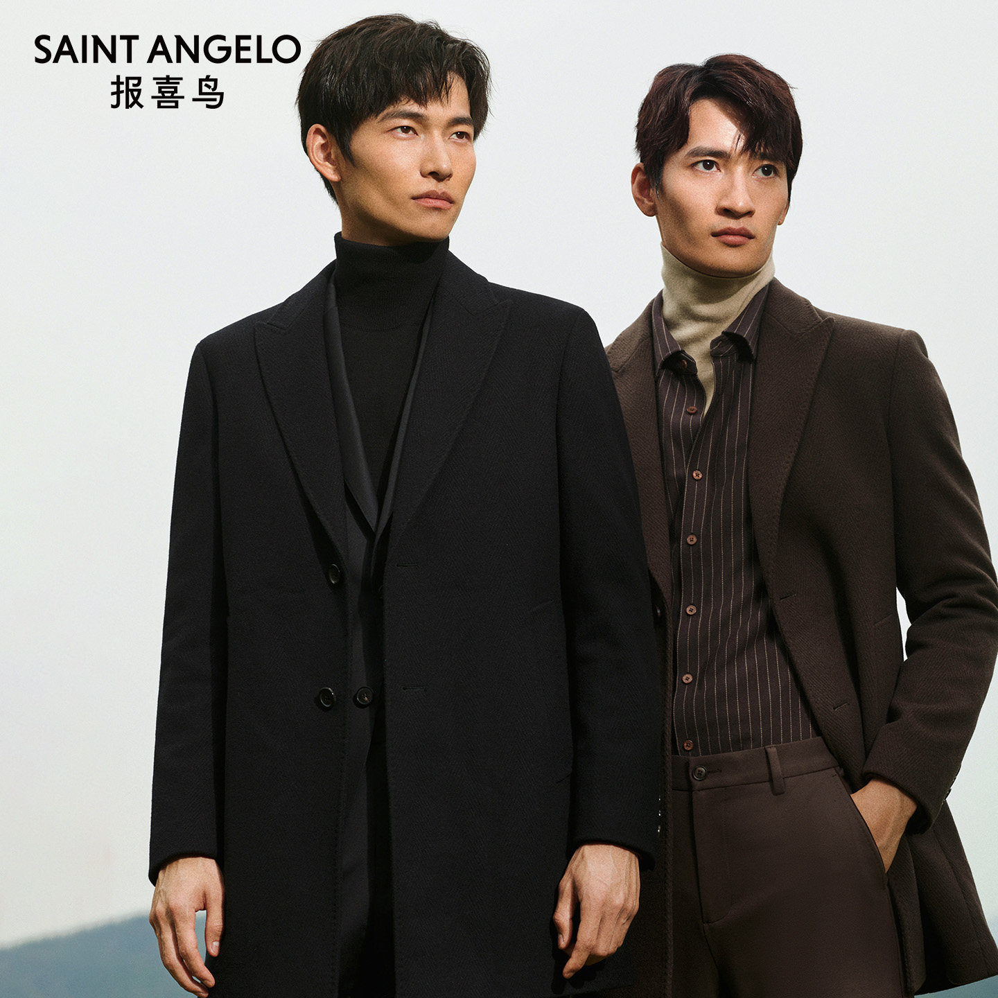 报喜鸟100%绵羊毛大衣男