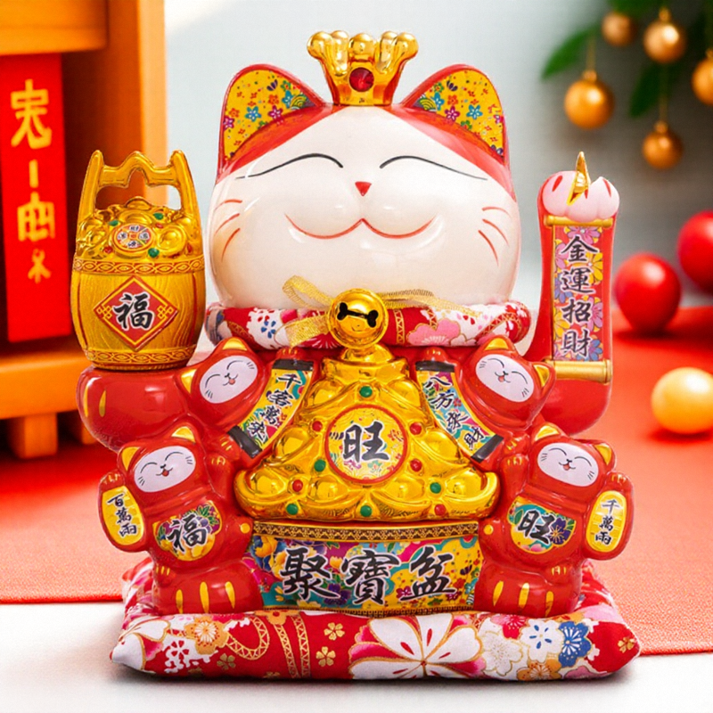 胖胖小瓷 招财猫摆件自动招手大号新店开业礼物前台八方来财摆件