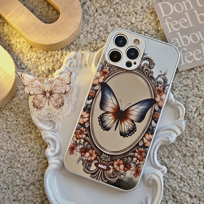 复古镜面蝴蝶高级iPhone16手机壳