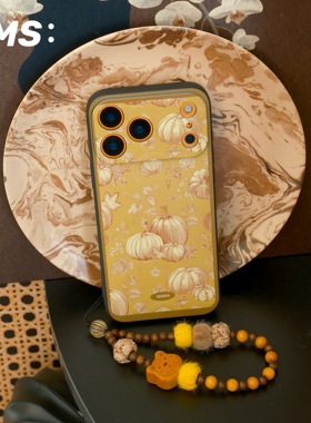 mms原创复古文艺黄色南瓜iPhone17pro苹果16promax手机壳15全包14pro软壳ins风高级感个性文艺小熊毛球手机链