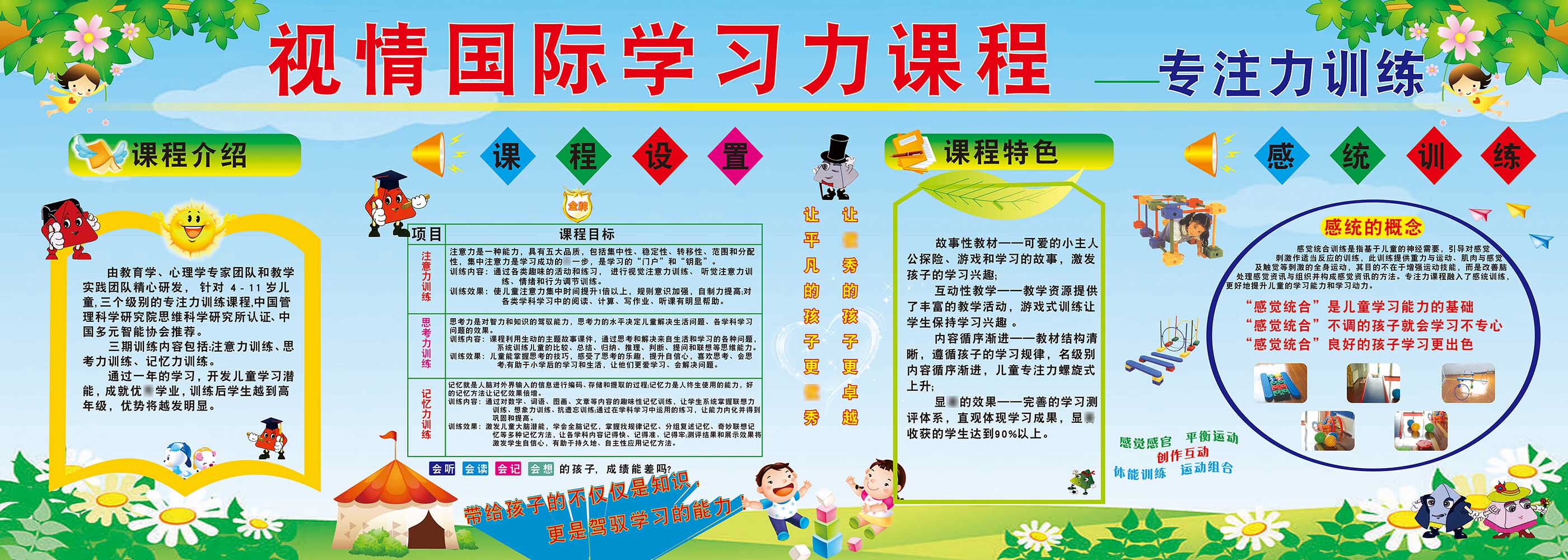 770专注力训练学校课程介绍感统概念宣传栏贴621展板喷绘海报印制