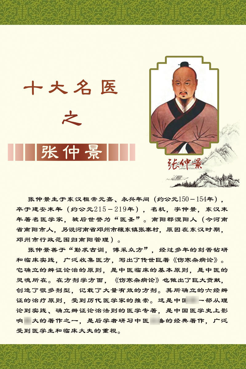 659画布海报展板喷绘素材239古代十大名医 张仲景简介挂图贴画