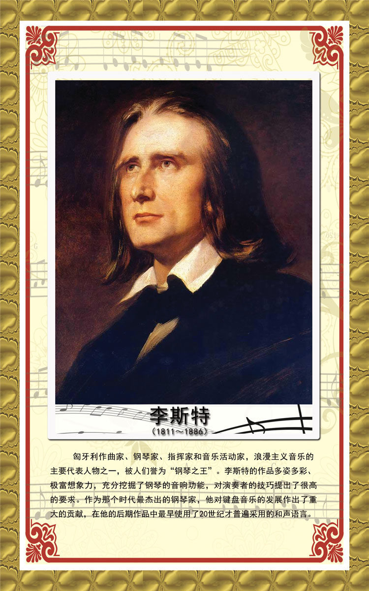 724画布海报展板喷绘素材贴纸1240音乐家李斯特名人人物介绍