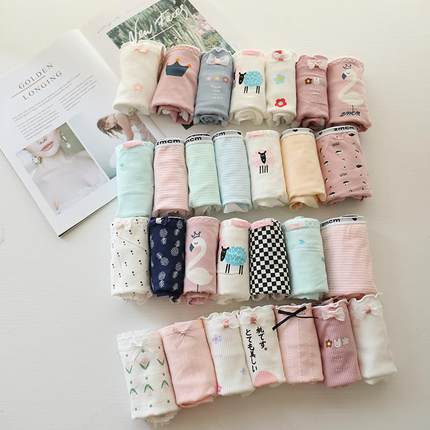 7条特价棉少女内裤女士卡通三角裤中低腰学生可爱清新甜美大码