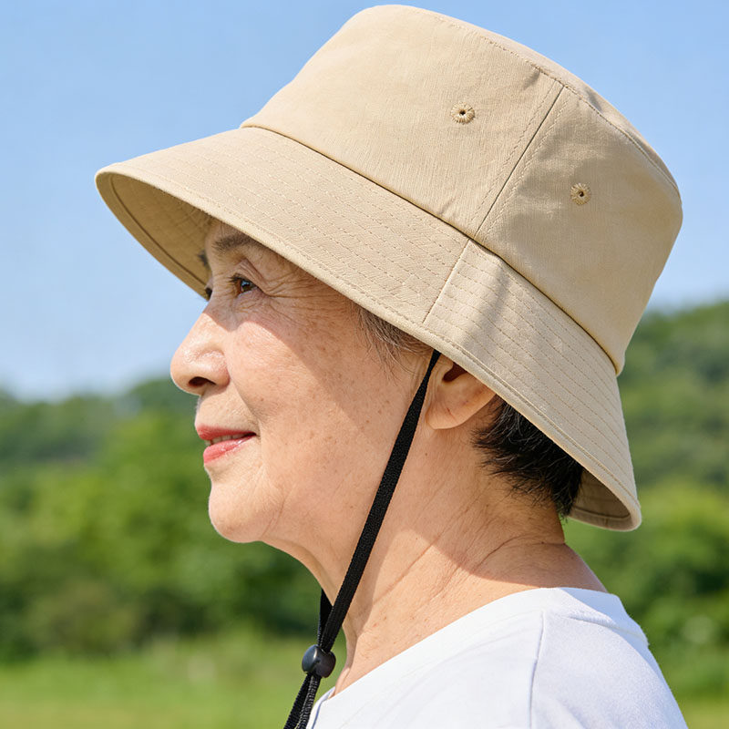 春夏天纯棉光身中老年女士休闲盆帽户外出游日系遮阳妈妈渔夫帽秋