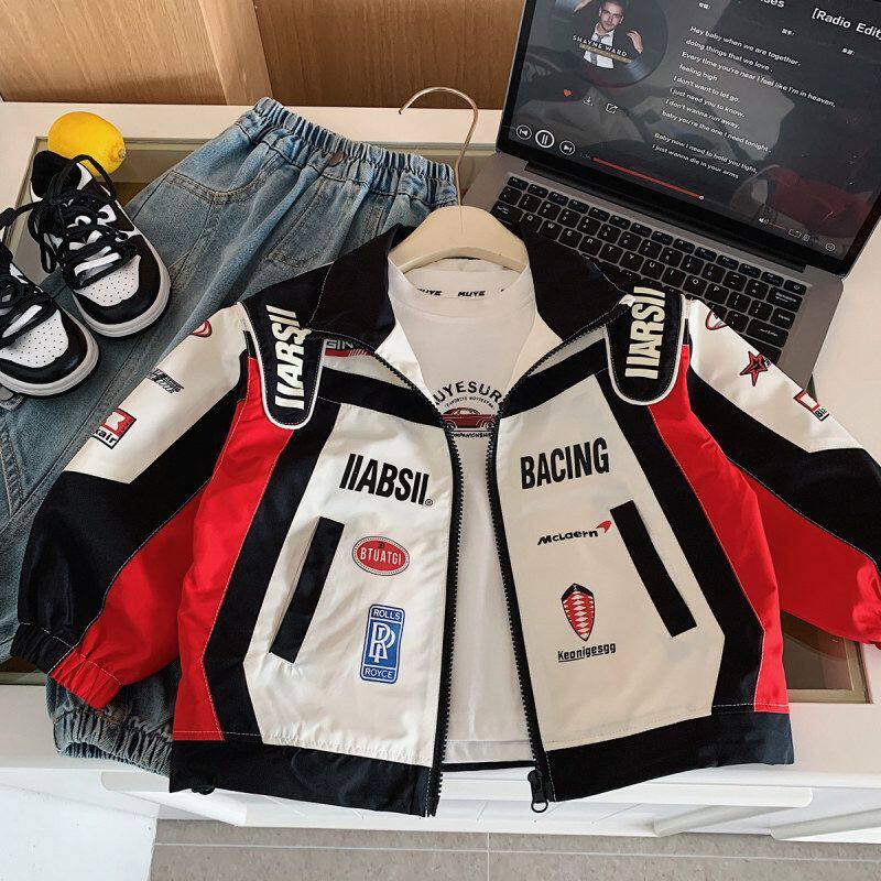 2026春季儿童外套潮酷童装男女童时尚帅气夹克宝宝个性赛车服上衣