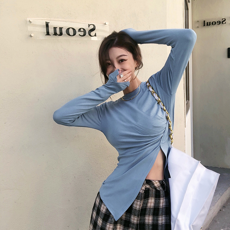 Real shooting and real price round neck bottomed blouse for women with autumn and winter clothes and foreign style